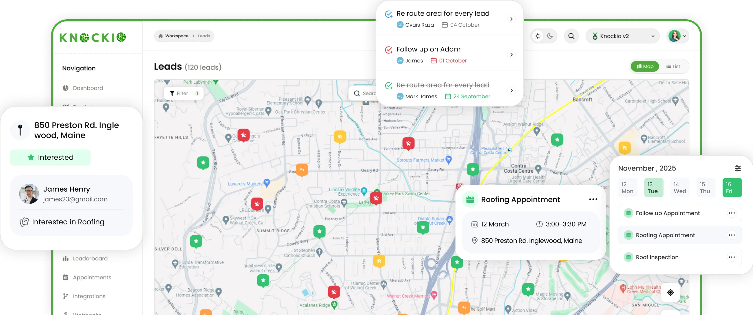 Knockio door-to-door canvassing software dashboard