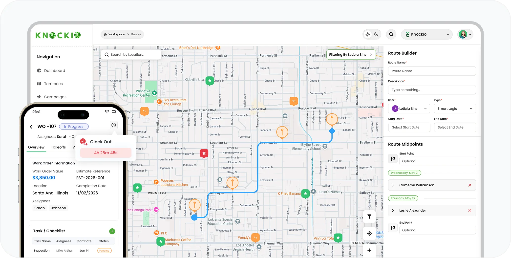Knockio field service management platform overview