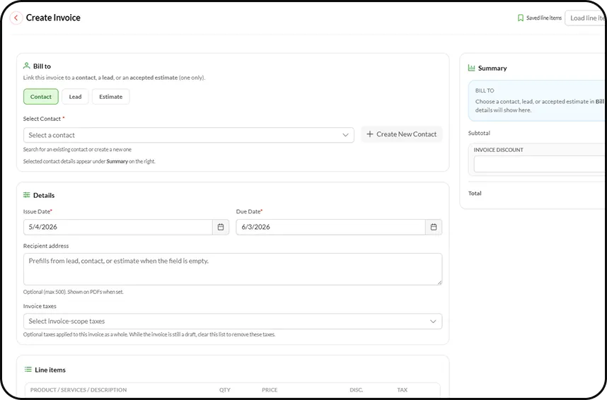 Invoice and payment preview