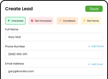 Lead management in Knockio