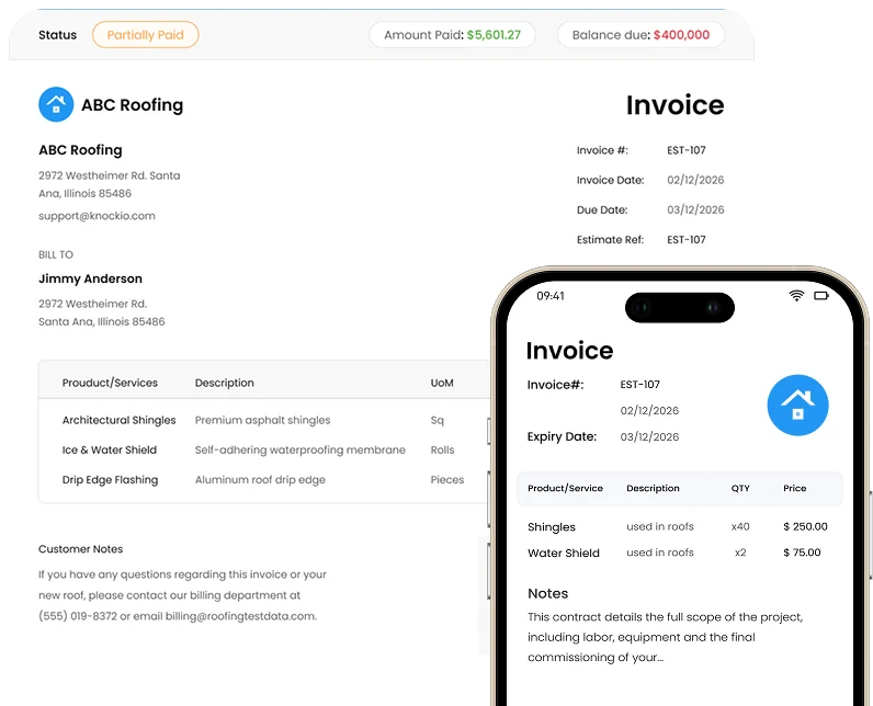 Field service invoicing preview