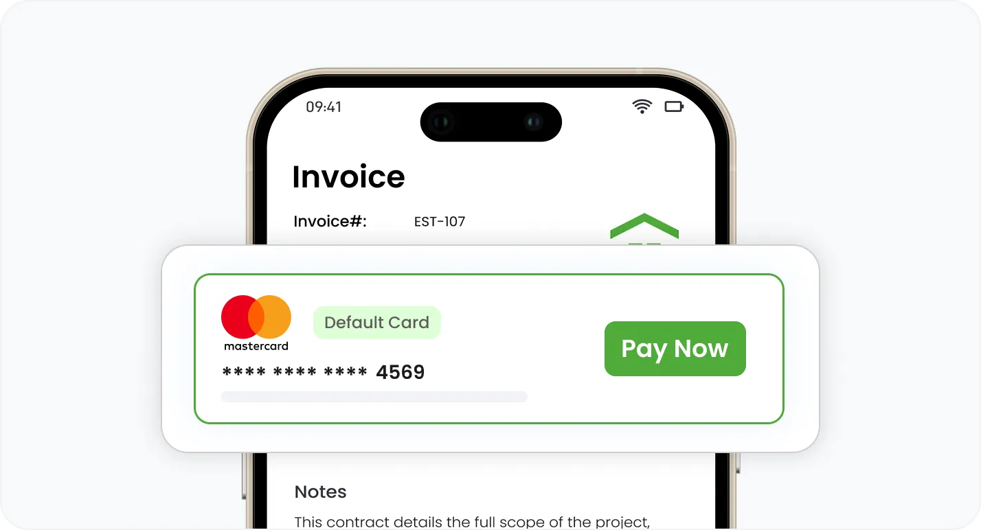 Take card payments tied directly to the job and invoice