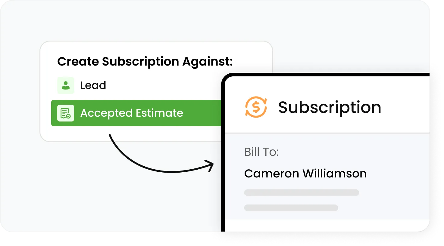 Create a subscription directly on a lead or from an accepted estimate