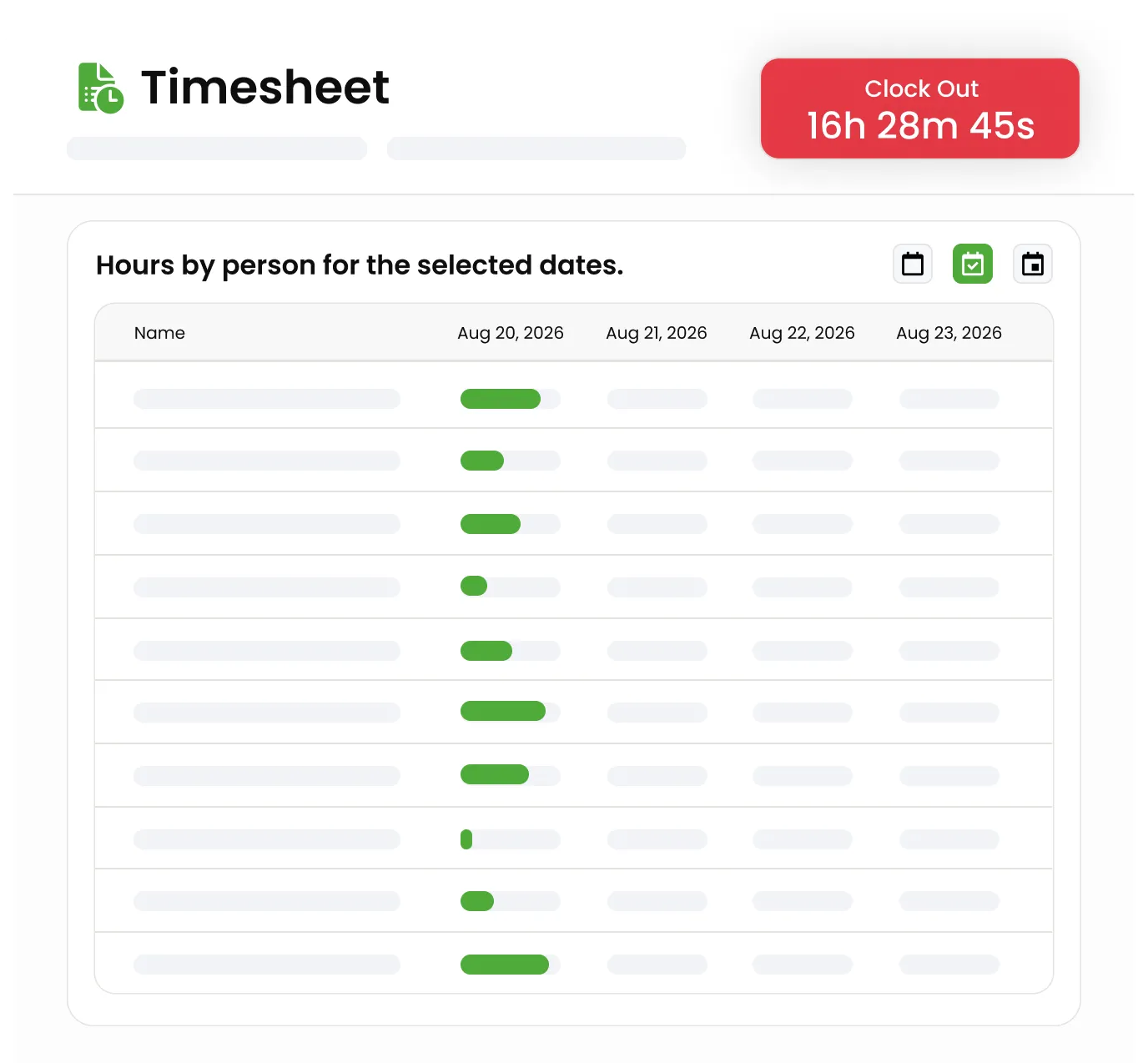 Timesheet and clock in clock out app preview