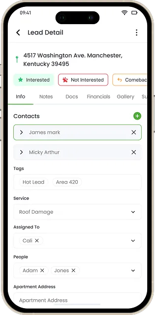 Lead Detail Mobile Screen
