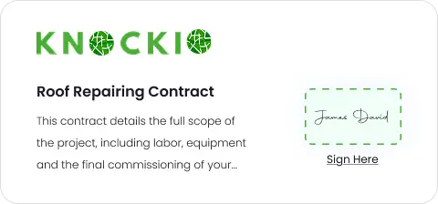 Knockio service report screen summarizing completed work for a customer